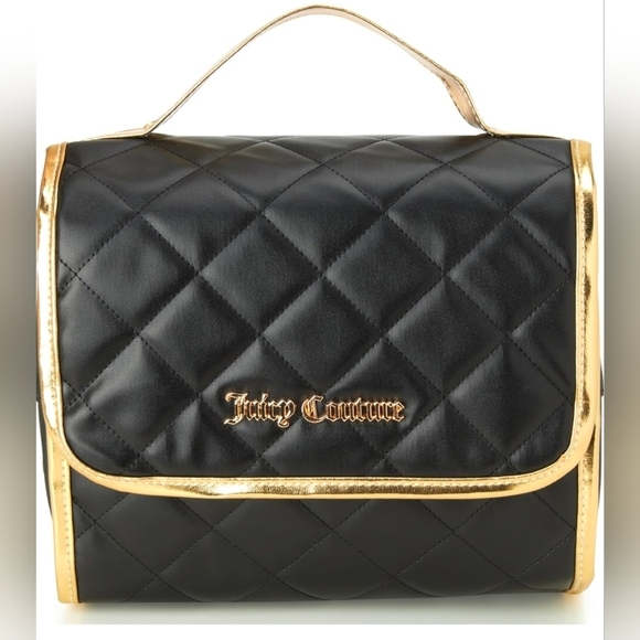 Juicy Couture Handbags - Juicy Couture Quilted Black and Gold Cosmetic/Toiletry Bag. NEW!